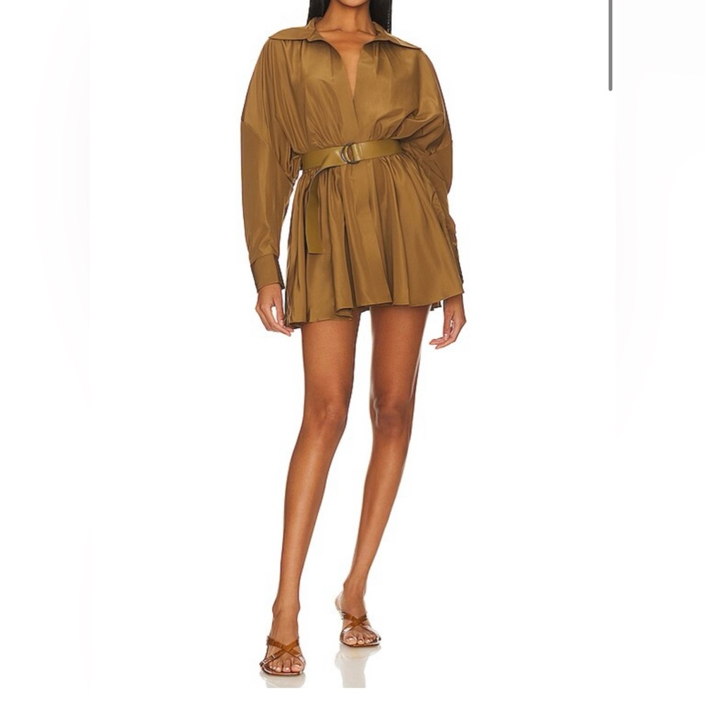 Olive Green Long Sleeve Shirt Dress